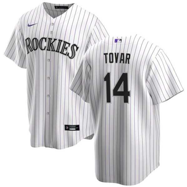 Mens Colorado Rockies #14 Ezequiel Tovar White Cool Base Stitched Baseball Jersey Dzhi->colorado rockies->MLB Jersey